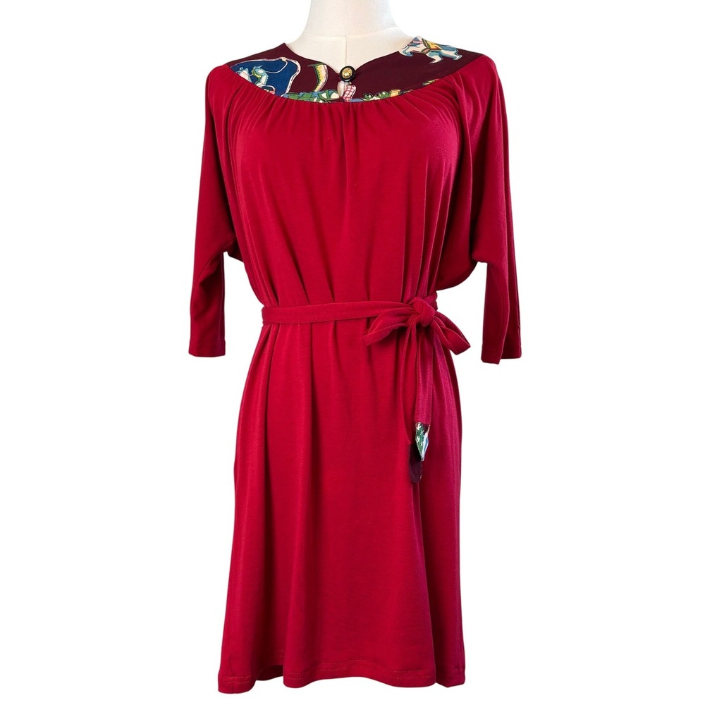 Zachary's Smile Barneys CO-OP Vintage-Inspired Novelty Print Belted Jersey Dress